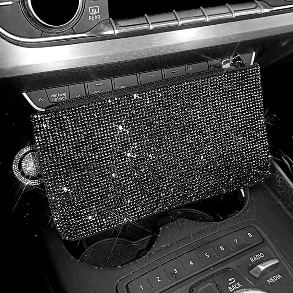 ❤️Crystal Zipper Change Purse Rhinestone Wallet Double-sided crystal diamond Zip - Picture 7 of 8